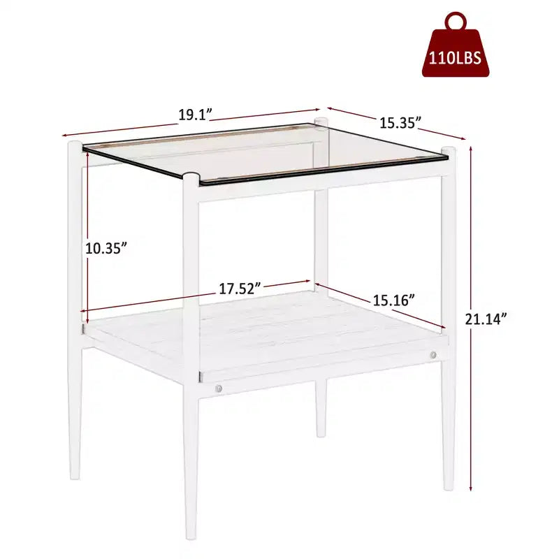 Set aus 2 rechteckigen Beistelltischen mit Tischplatte aus gehärtetem Glas, für das Wohnzimmer, braunes Glas