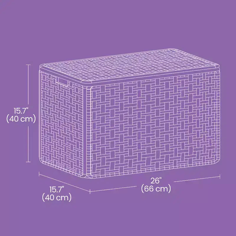 Panier de rangement avec couvercle, bac de rangement tressé de 105L. Avec poignées, doublure amovible et armature métallique.