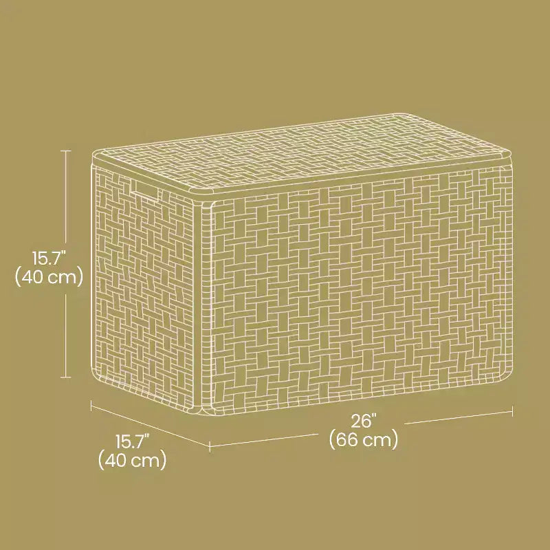 Panier de rangement avec couvercle, bac de rangement tressé de 105L. Avec poignées, doublure amovible et armature métallique.