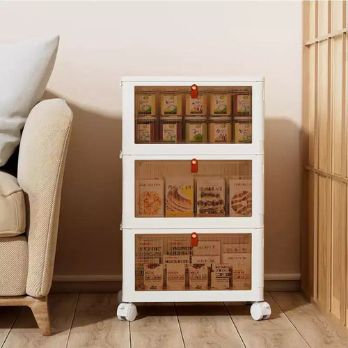 Bacs de rangement pliables à 3/4 niveaux, casiers à jouets en plastique, organisateur empilable pour vêtements avec roulettes verrouillables, blanc