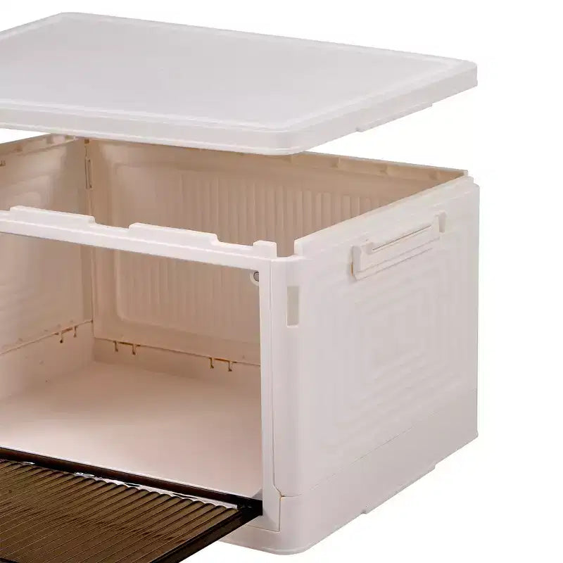 Bacs de rangement pliables à 3/4 niveaux, casiers à jouets en plastique, organisateur empilable pour vêtements avec roulettes verrouillables, blanc
