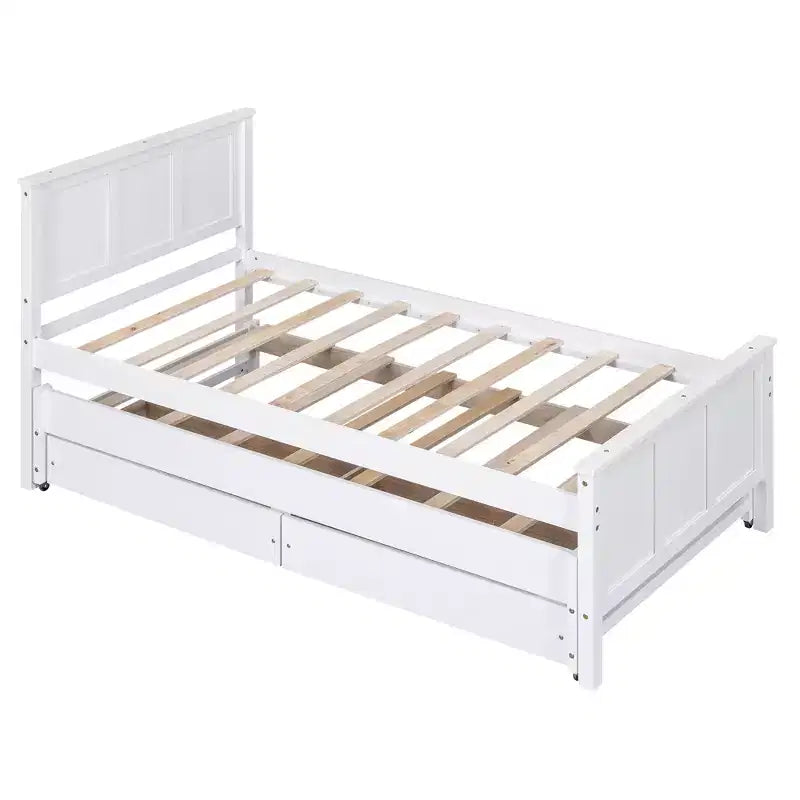 Einzelbett mit Plattformrahmen, Ausziehbett und Schubladen