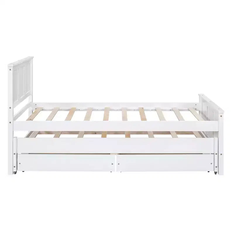 Einzelbett mit Plattformrahmen, Ausziehbett und Schubladen