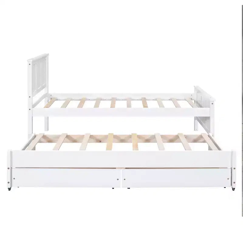 Einzelbett mit Plattformrahmen, Ausziehbett und Schubladen