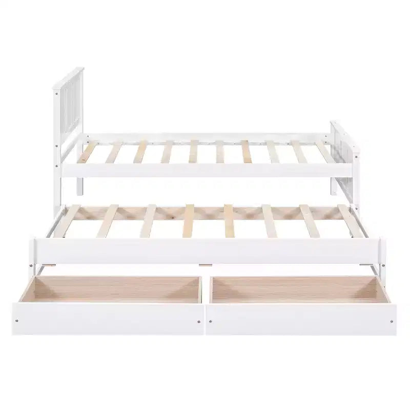 Einzelbett mit Plattformrahmen, Ausziehbett und Schubladen