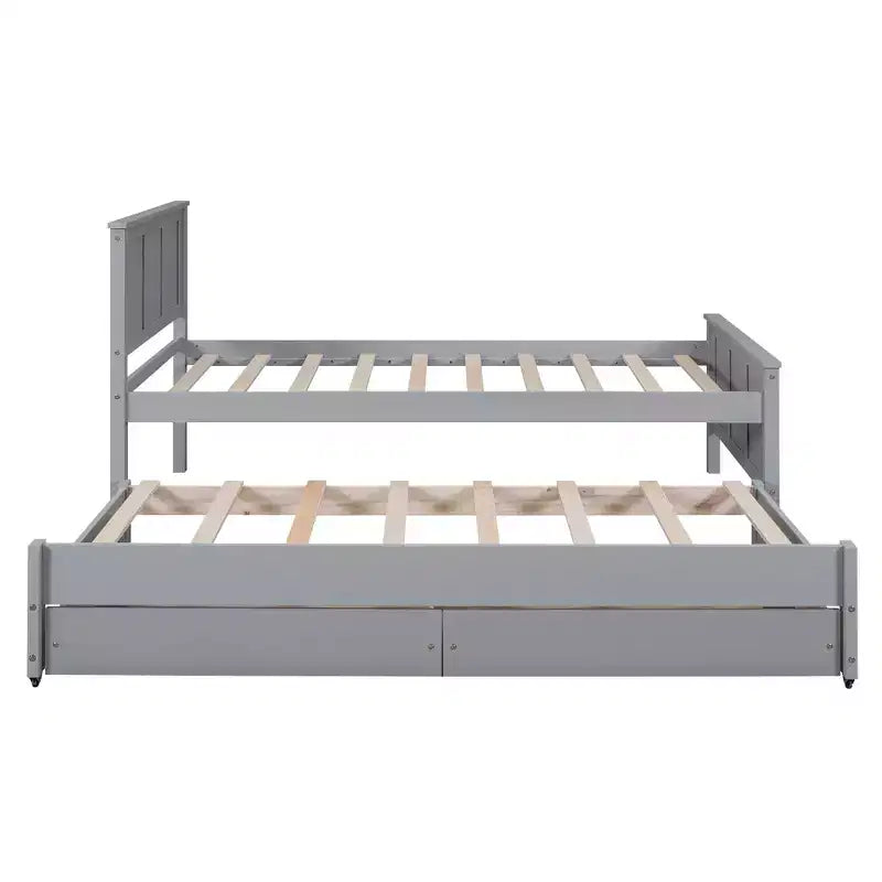 Einzelbett mit Plattformrahmen, Ausziehbett und Schubladen