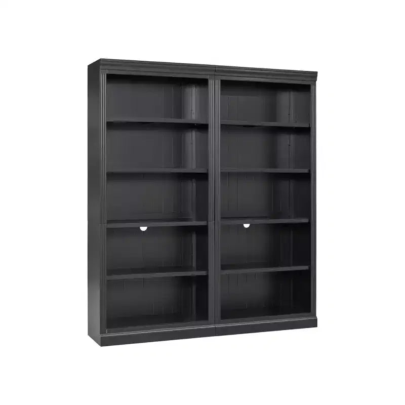 83.4 hoher Holz-Bücherschrank mit LED-Lichtleiste, 5 verstellbare Regalböden und Aufbewahrungsorganizer für Wohnzimmer und Homeoffice