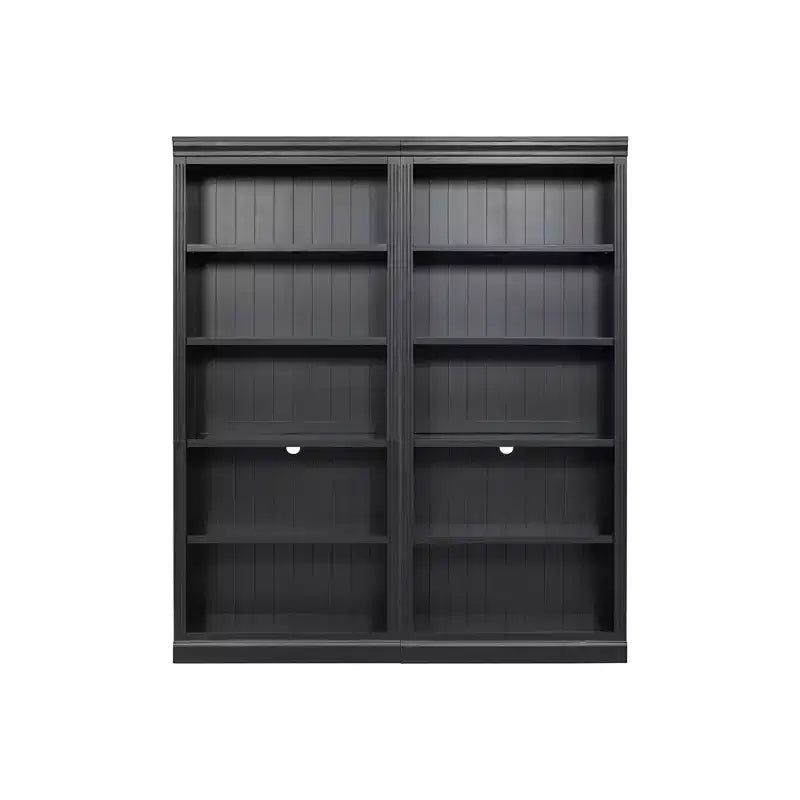 83.4 hoher Holz-Bücherschrank mit LED-Lichtleiste, 5 verstellbare Regalböden und Aufbewahrungsorganizer für Wohnzimmer und Homeoffice