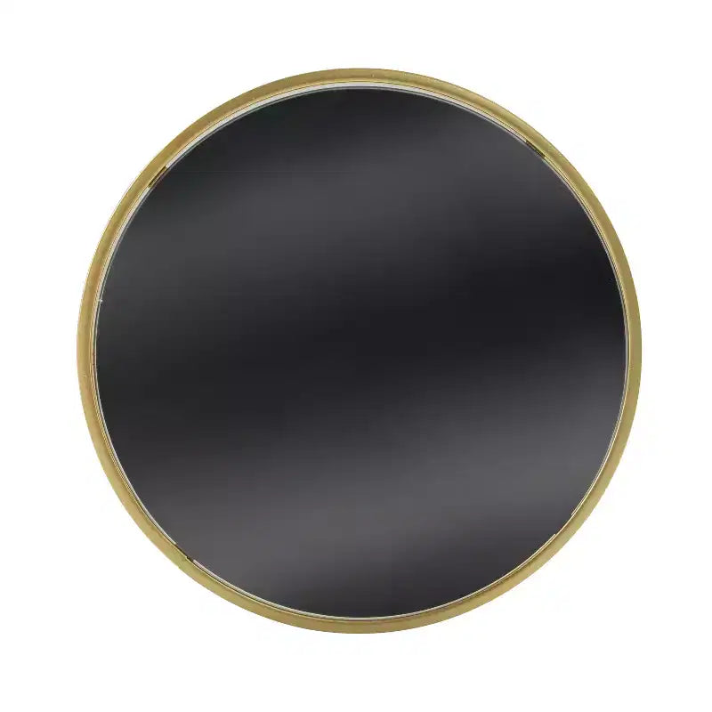 Table d’appoint/table basse/table de chevet ronde de style moderne - structure en métal doré et plateau miroir noir.