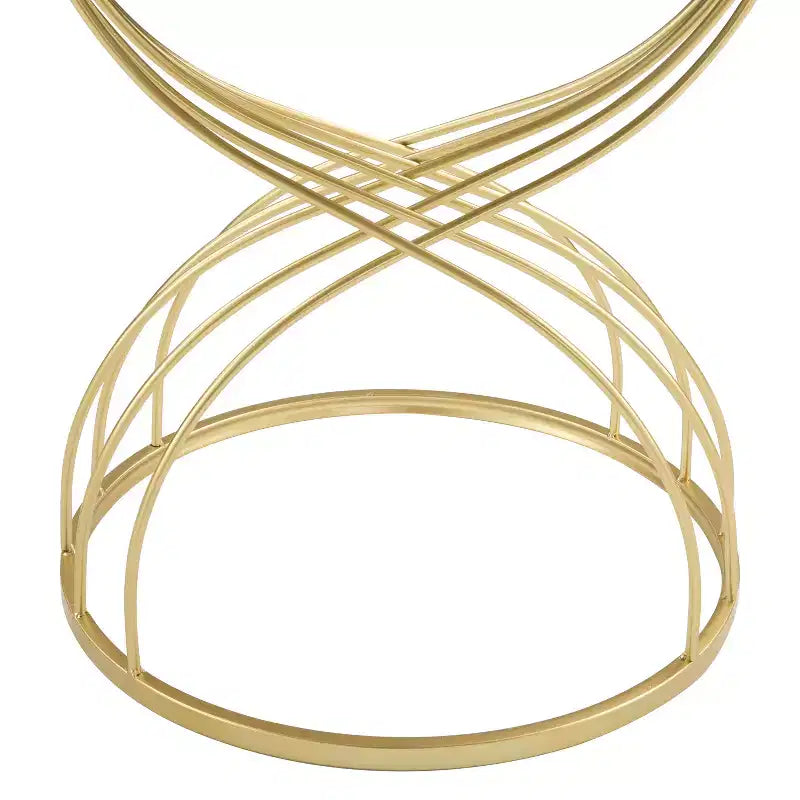 Table d’appoint/table basse/table de chevet ronde de style moderne - structure en métal doré et plateau miroir noir.