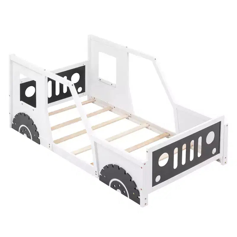 Lit plateforme classique en forme de voiture avec roues