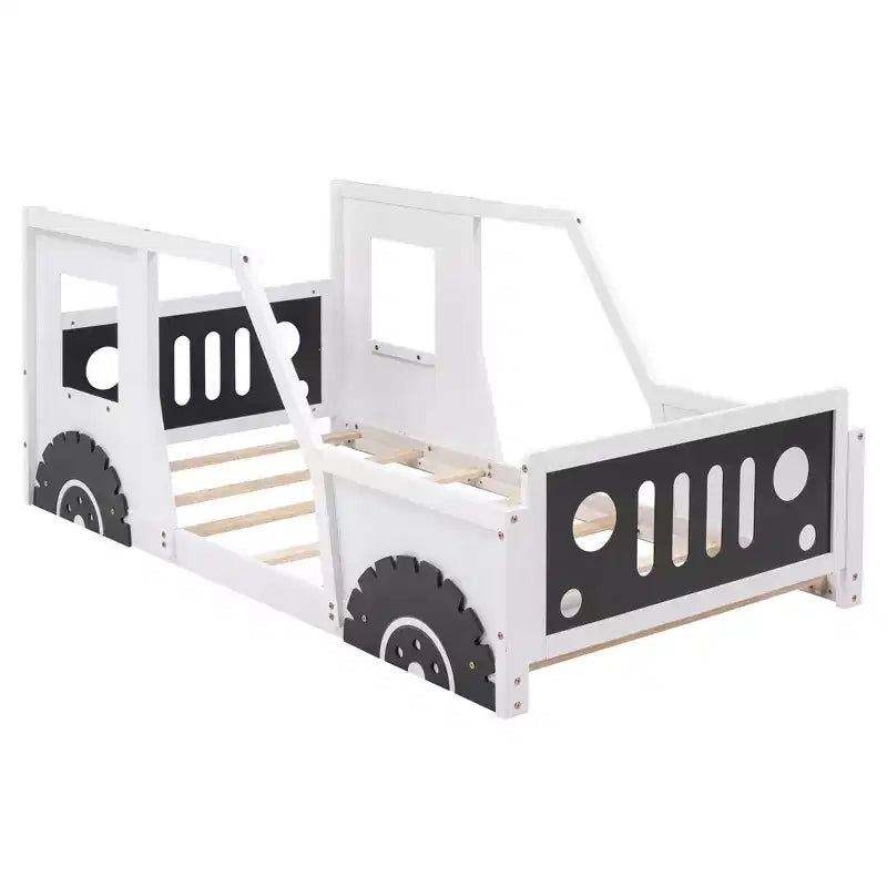 Lit plateforme classique en forme de voiture avec roues
