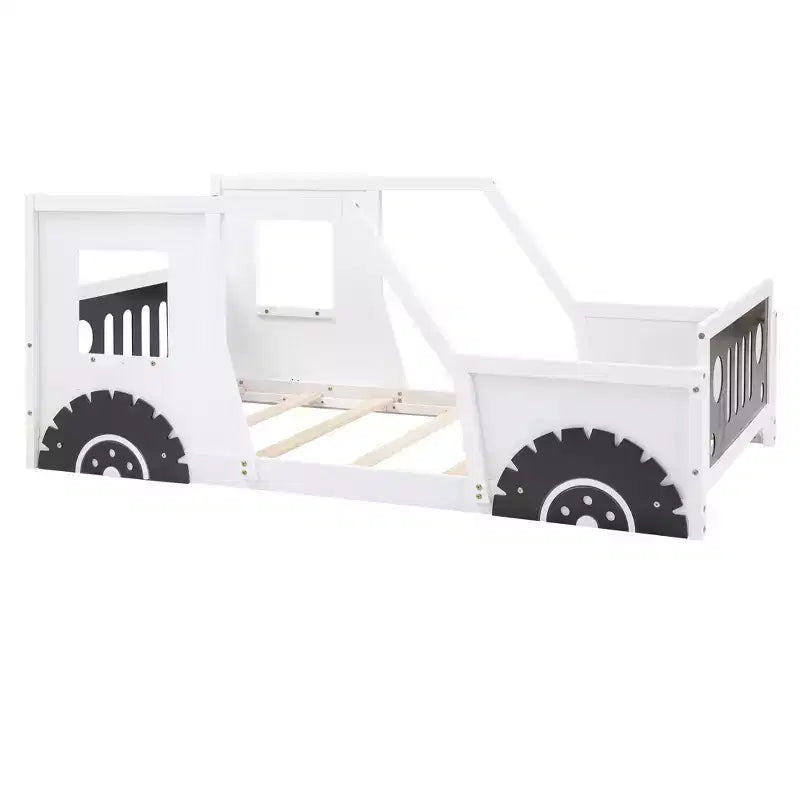 Lit plateforme classique en forme de voiture avec roues