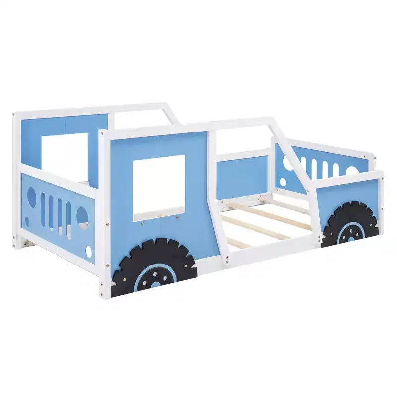 Lit plateforme classique en forme de voiture avec roues