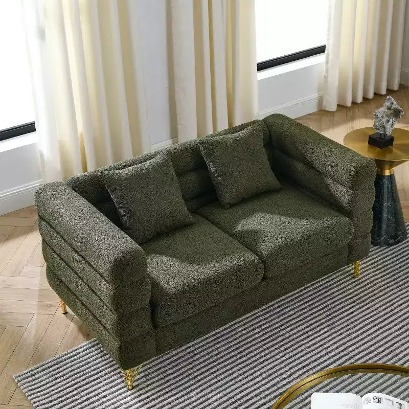 Sofá de dos plazas extragrande de 60 pulgadas, cómodo sofá de tela para la sala de estar—sofá de asiento profundo