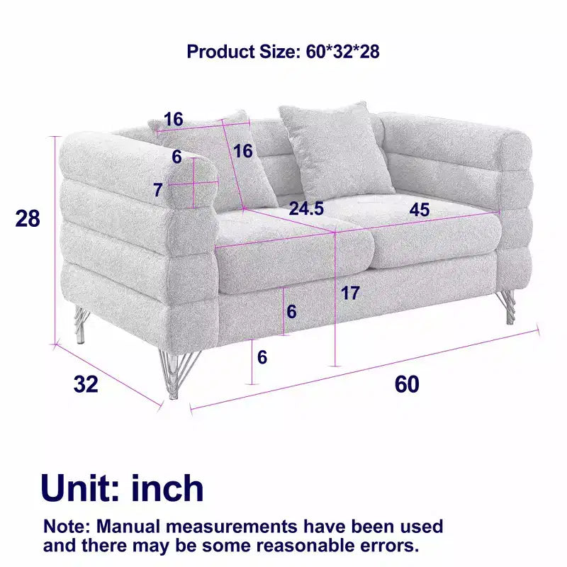 Causeuse surdimensionnée de 60 pouces, canapé confortable en tissu pour le salon — canapé à assise profonde