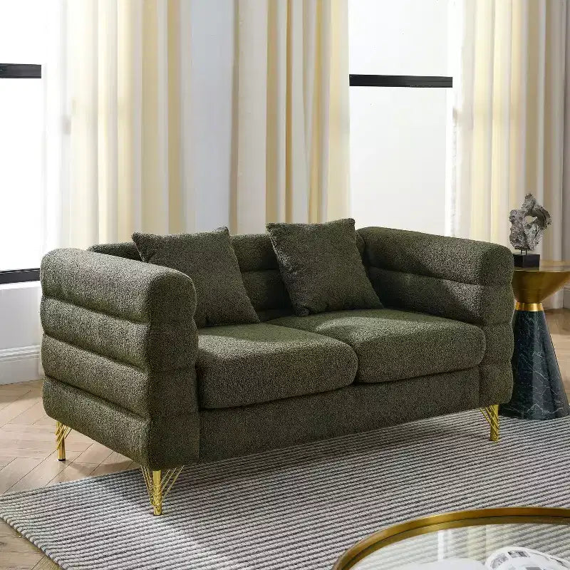 Sofá de dos plazas extragrande de 60 pulgadas, cómodo sofá de tela para la sala de estar—sofá de asiento profundo