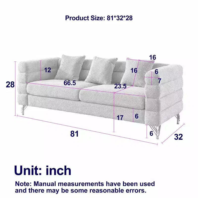 Sofa mit tiefer Sitzfläche — Komfortsofa Modell 81 (inklusive 3 Rückenkissen)