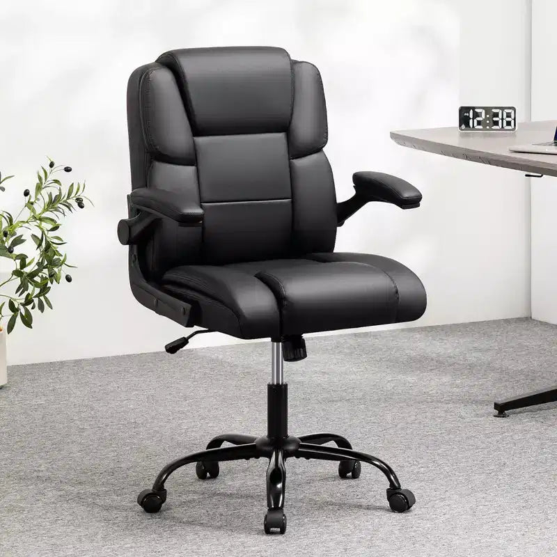 Fauteuil de bureau inclinable et ergonomique, avec accoudoirs rabattables, assise à ressorts ensachés, inclinaison et rangement caché