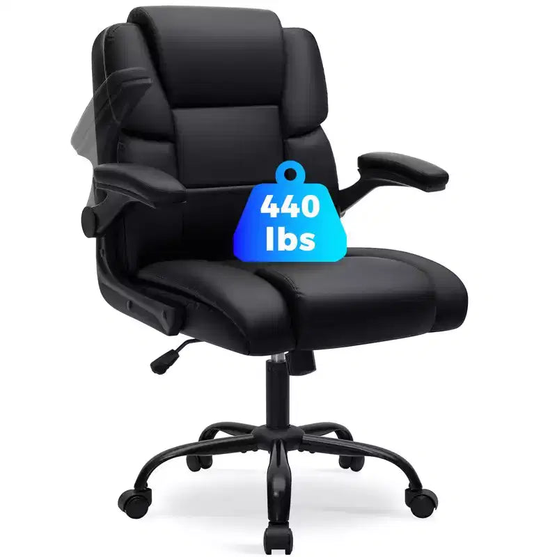 Fauteuil de bureau inclinable et ergonomique, avec accoudoirs rabattables, assise à ressorts ensachés, inclinaison et rangement caché