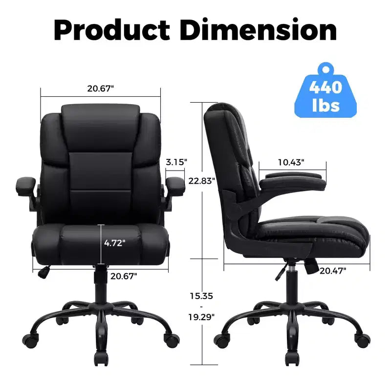 Fauteuil de bureau inclinable et ergonomique, avec accoudoirs rabattables, assise à ressorts ensachés, inclinaison et rangement caché