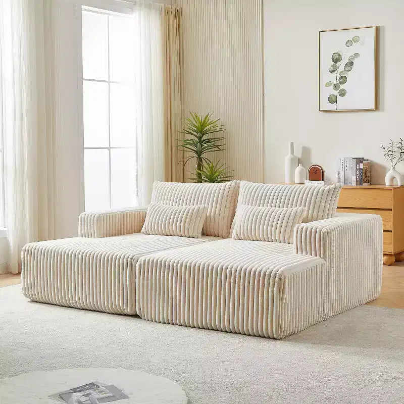 Extra großes Chaiselongue-Sofa mit 220,98 cm - kein Zusammenbau erforderlich; ein wolkenweicher, bequemer Zweisitzer mit verstellbarer Rückenlehne und Schlaffunktion.