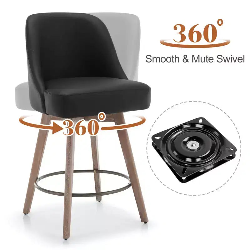 Tabourets de bar pivotants de 26'', hauteur comptoir, revêtement en similicuir PU et pieds robustes