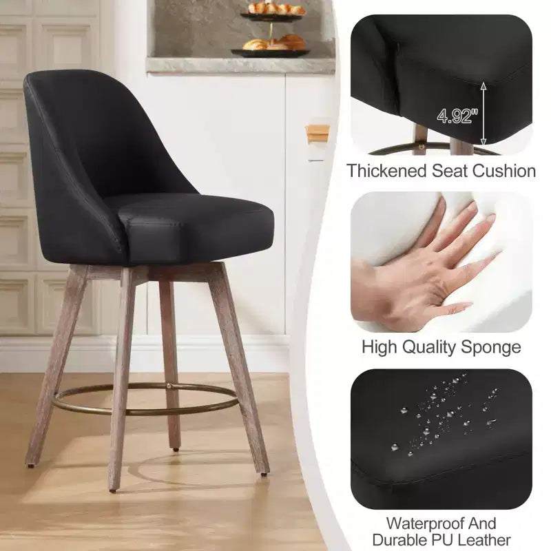 Tabourets de bar pivotants de 26'', hauteur comptoir, revêtement en similicuir PU et pieds robustes