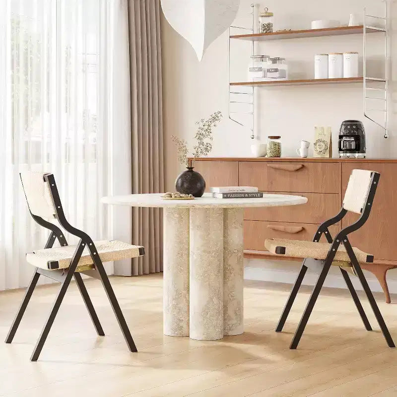 Lot de 2 chaises pliantes en bois noir/naturel pour la cuisine et la salle à manger