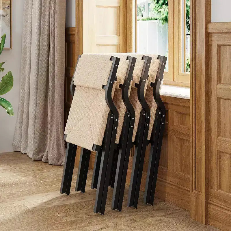 Klappstühle in Schwarz und Naturholz für Küche und Esszimmer, 2er-Set
