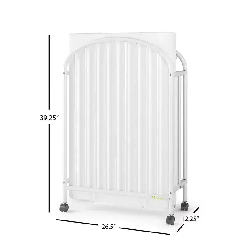 Lit bébé pliant compact à arceau avec 3 matelas de lit bébé et 2 roulettes verrouillables, construction durable, facile à nettoyer (blanc)