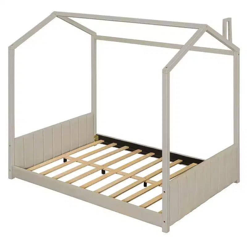 Lit cabane en velours, format deux places