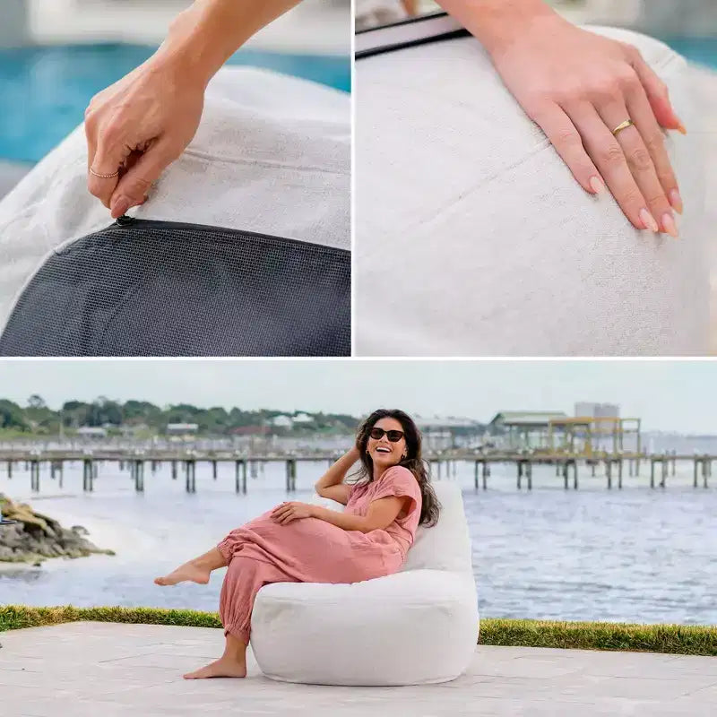 Chaise de terrasse légère, avec tissu de qualité supérieure et rembourrage confortable en billes.