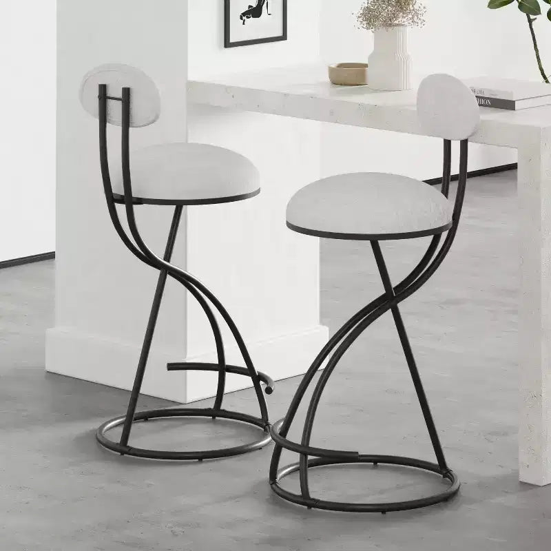 Tabourets de bar ronds modernes, chaises de comptoir recouvertes de velours pour salle à manger