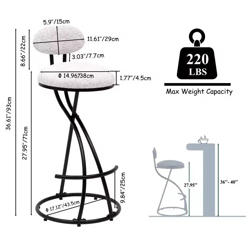 Tabourets de bar ronds modernes, chaises de comptoir recouvertes de velours pour salle à manger