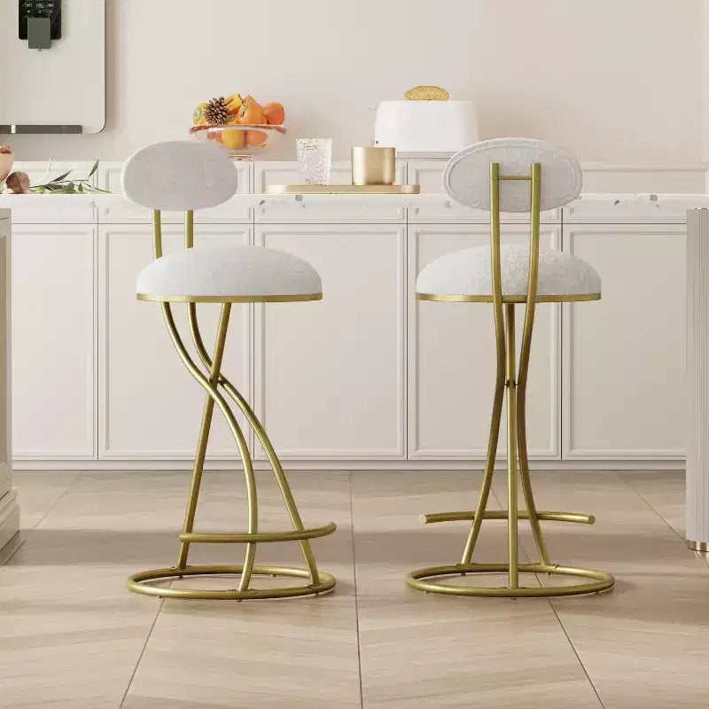 Tabourets de bar ronds modernes, chaises de comptoir recouvertes de velours pour salle à manger