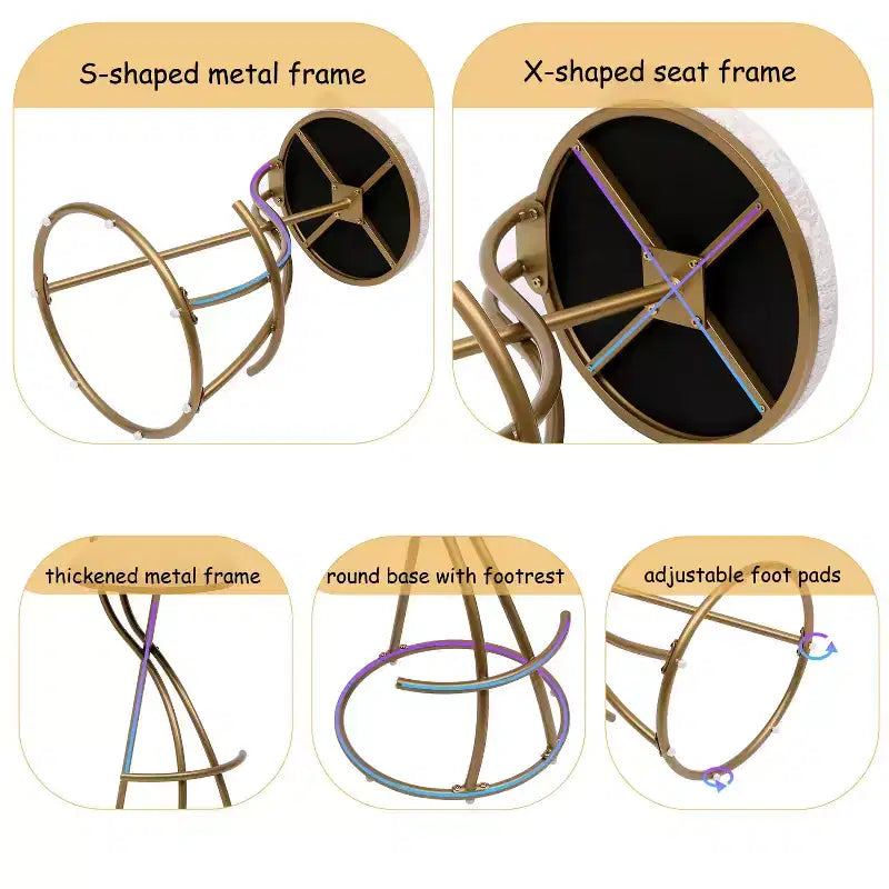 Tabourets de bar ronds modernes, chaises de comptoir recouvertes de velours pour salle à manger