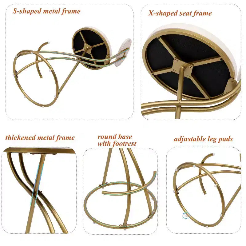 Tabourets de bar ronds modernes, chaises de comptoir recouvertes de velours pour salle à manger