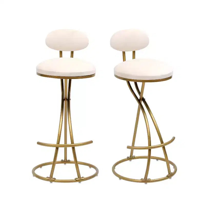 Tabourets de bar ronds modernes, chaises de comptoir recouvertes de velours pour salle à manger