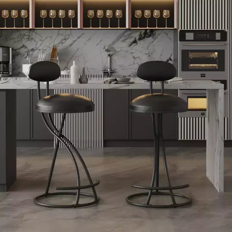 Tabourets de bar ronds modernes, chaises de comptoir recouvertes de velours pour salle à manger