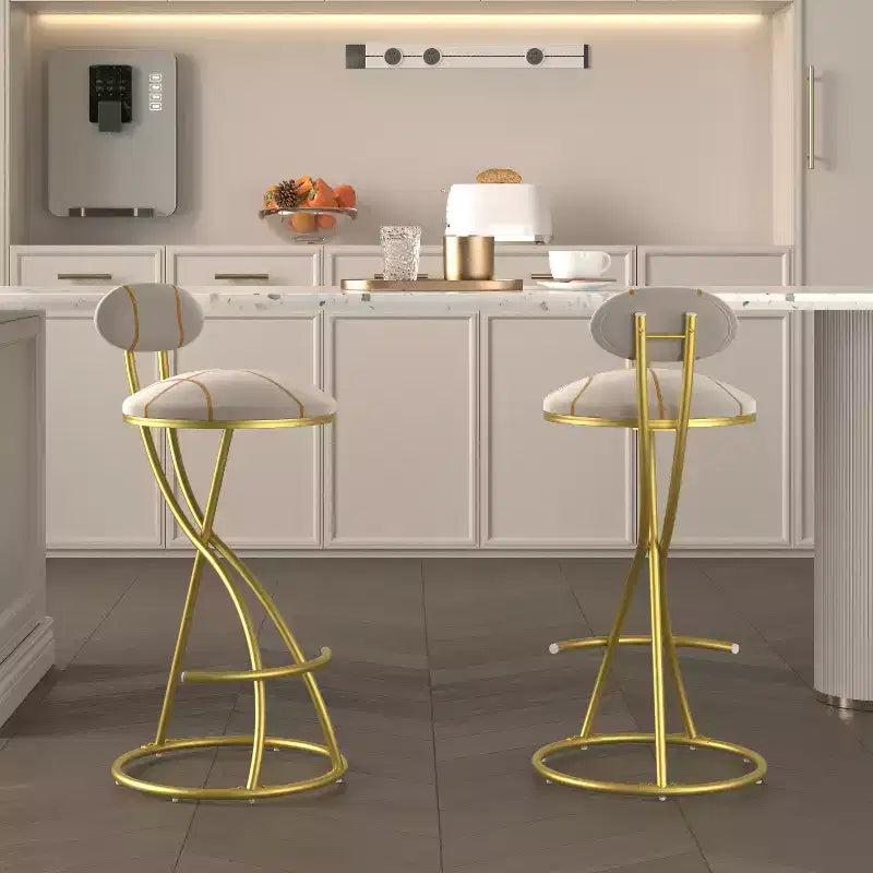 Runde Barhocker, moderne, mit Samt bezogene Tresenstühle für das Esszimmer