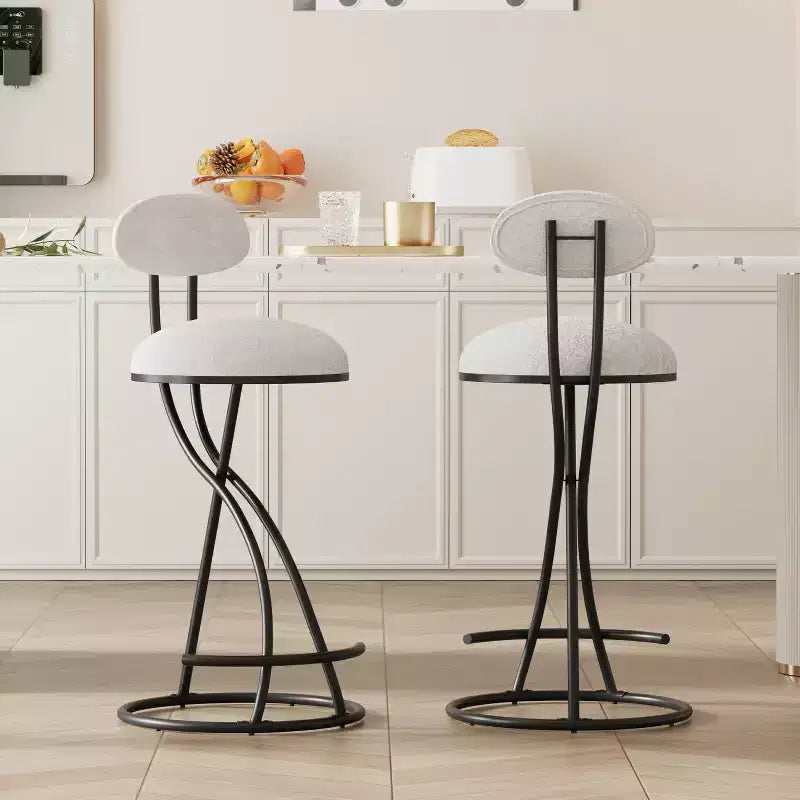 Runde Barhocker, moderne, mit Samt bezogene Tresenstühle für das Esszimmer