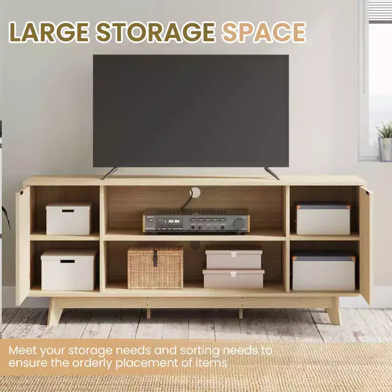 Mueble para TV con 2 puertas y estantes abiertos