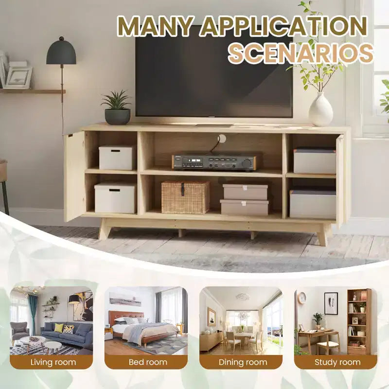 Mueble para TV con 2 puertas y estantes abiertos