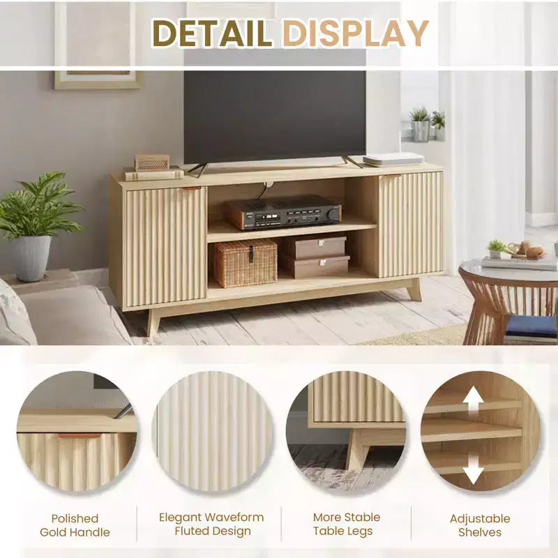 Mueble para TV con 2 puertas y estantes abiertos