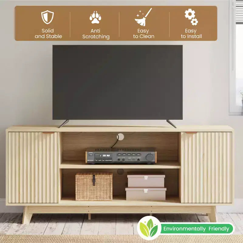 Mueble para TV con 2 puertas y estantes abiertos