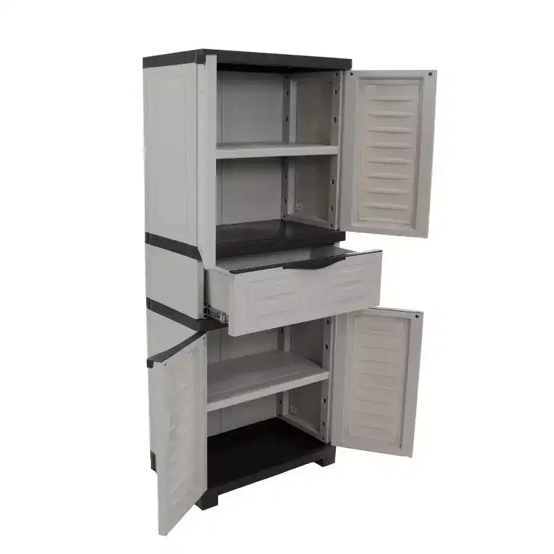 Armoire de rangement en plastique avec 2 étagères réglables et 1 tiroir