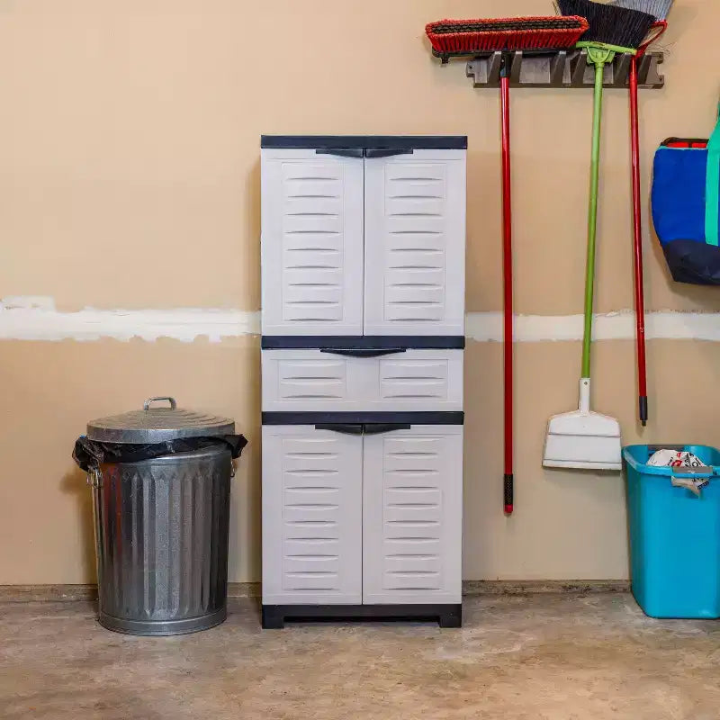 Kunststoffschrank mit 2 verstellbaren Einlegeböden und 1 Schublade