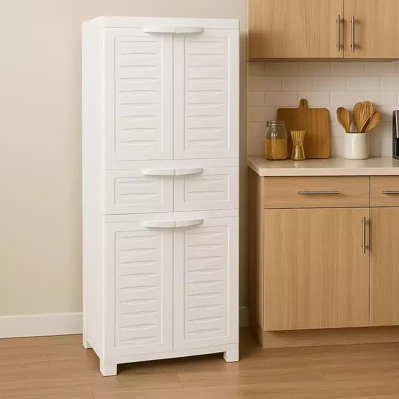 Armoire de rangement en plastique avec 2 étagères réglables et 1 tiroir