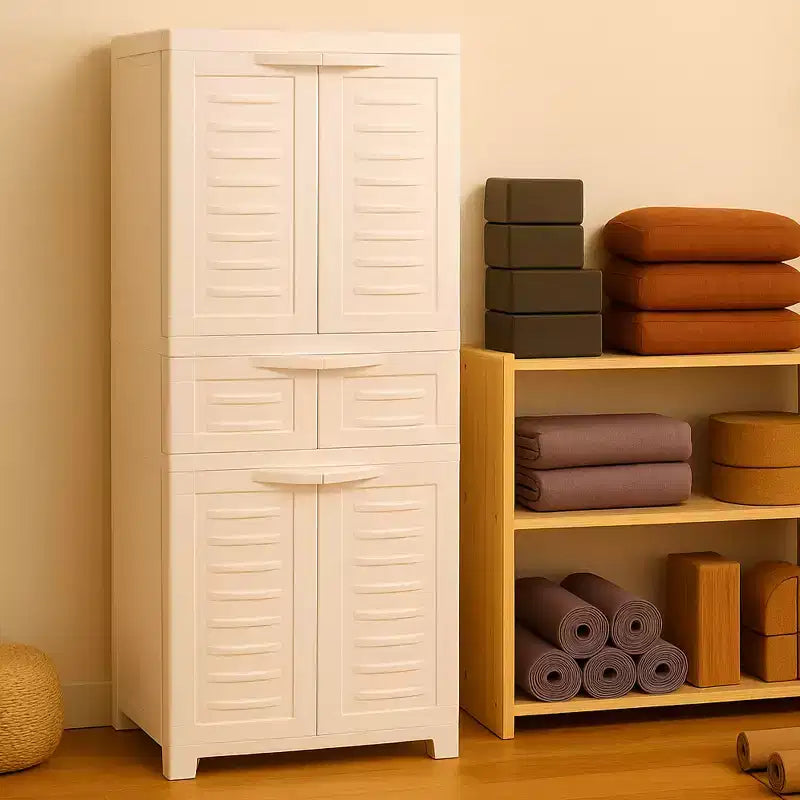 Armoire de rangement en plastique avec 2 étagères réglables et 1 tiroir
